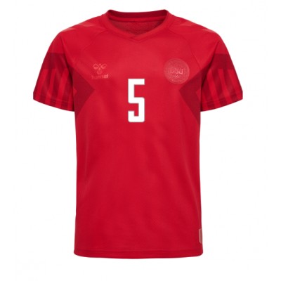 Fotballdrakt Herre Danmark Joakim Maehle #5 Hjemmedrakt VM 2022 Kortermet